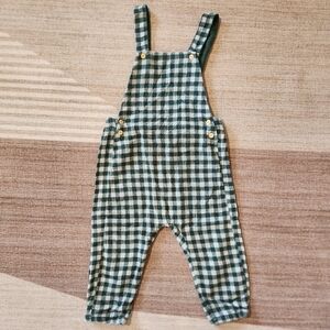 H&M green plaid overalls